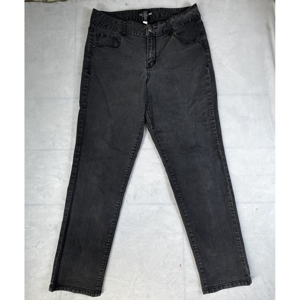 Lane Bryant Womens Straight Leg Jeans Light‎ Black Denim Stretch Size 14 Average